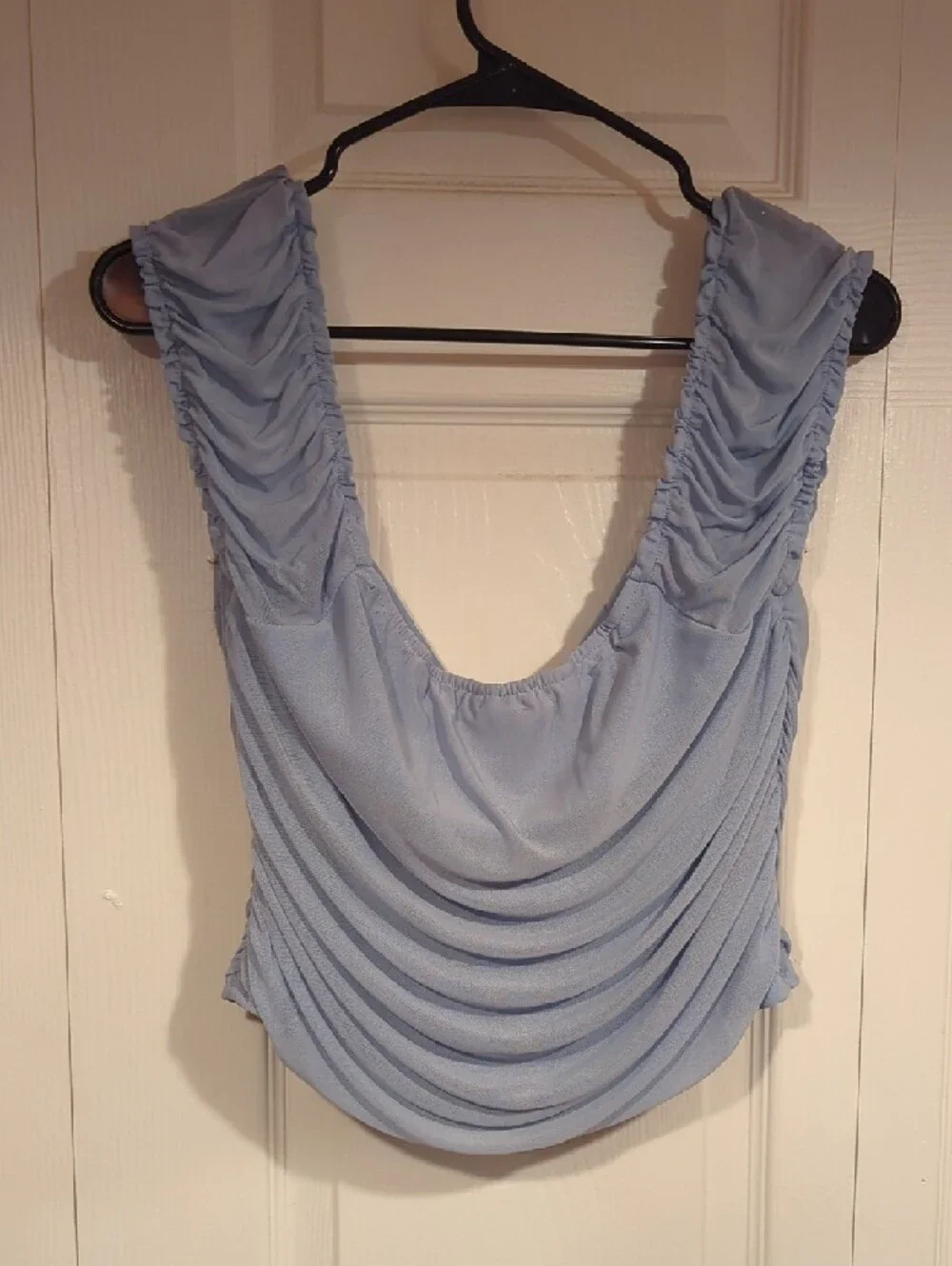 Light Blue Ruched Bustier Top - Picture 4 of 5